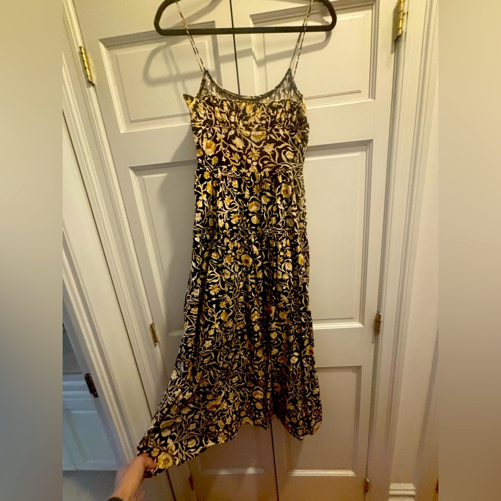 Doen Black and Yellow Floral Maxi Dress